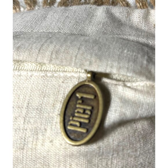 Embroidered Pier 1 Imports Fall Pillow With Leaf Design & Fringe - Picture 2 of 4